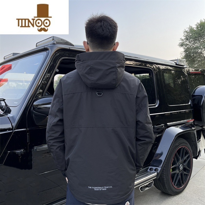 YANXU加厚刺绣连帽上衣网红同款冲锋衣外套潮流男百搭韩版宽松夹U高清大图