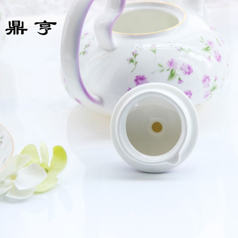 鼎亨陶瓷玻璃花茶茶具套装耐热玻璃过滤加热欧式小花茶壶茶具二杯