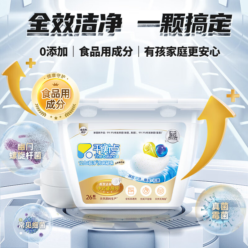 立白集团平衡点12合1极净洗碗凝珠26颗 洗碗机洗涤剂洗碗粉洗碗块耗材高清大图