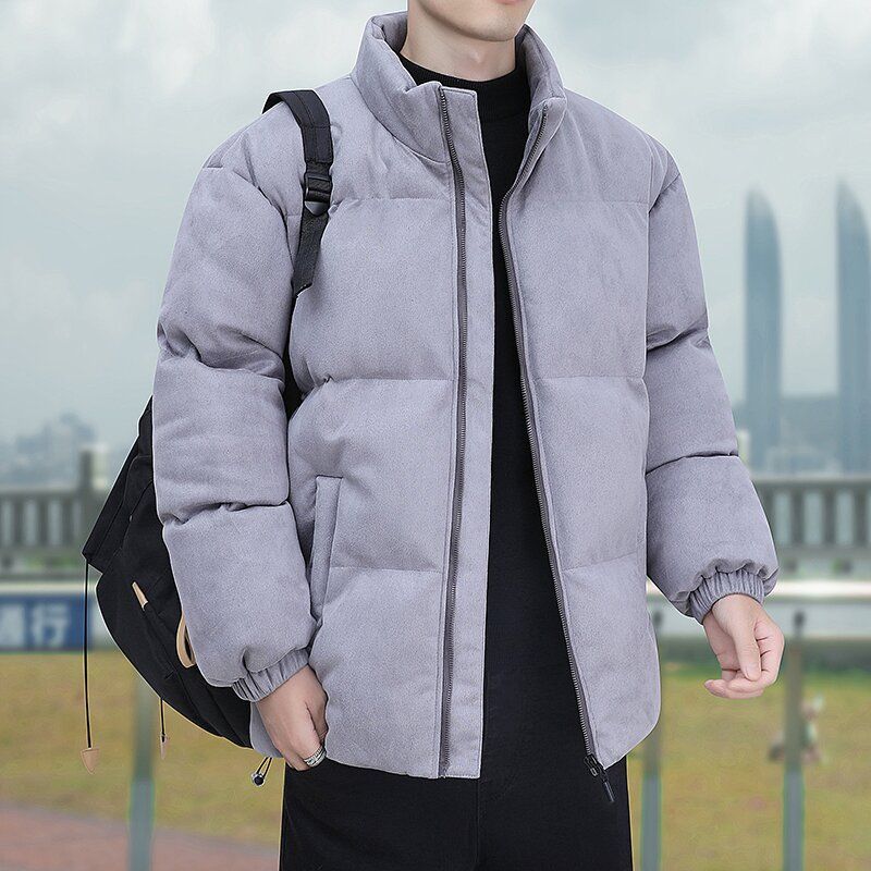 棉服男2023冬季潮流加厚面包服棉袄男棉衣外套上衣 8805-灰色 M100-120斤
