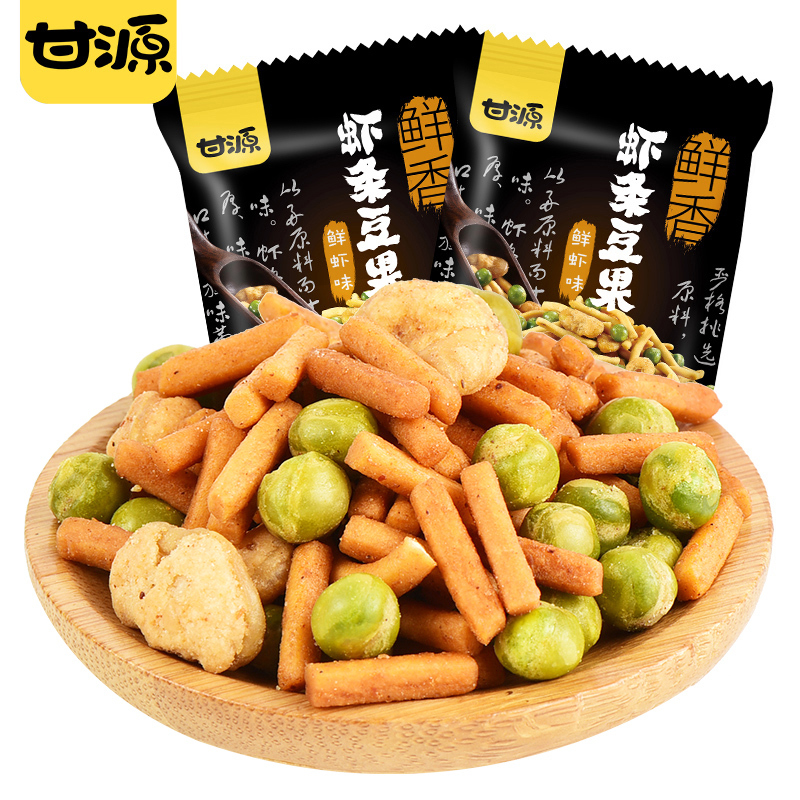 甘源牌鲜虾味虾条豆果坚果炒货蚕豆零食小包装食品