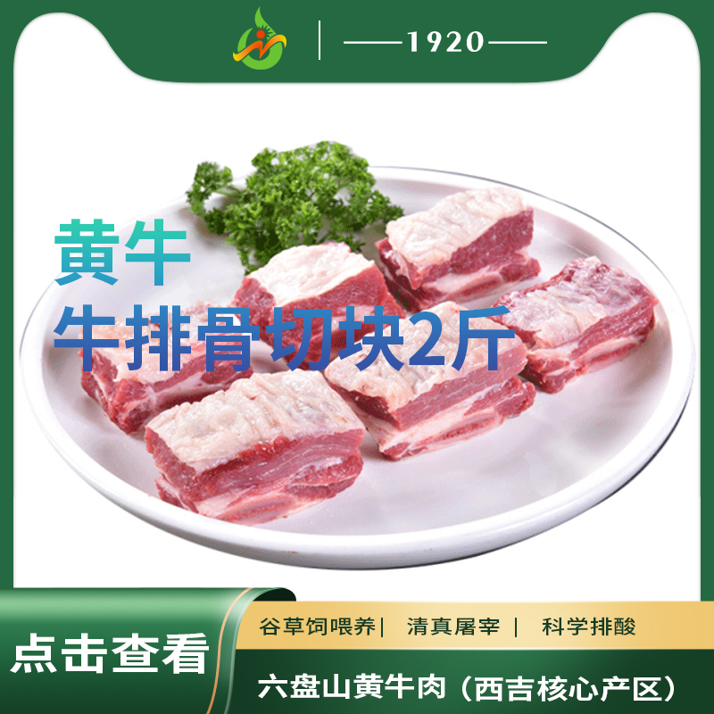 1920 精选农户散养六盘山牛肉宁夏黄牛肉 牛排骨切块2斤