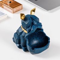 [立体几何狗]烟灰缸--蓝色 北欧家用可爱卡通狗烟灰缸创意个性树脂大烟缸潮流车载防风防飞灰