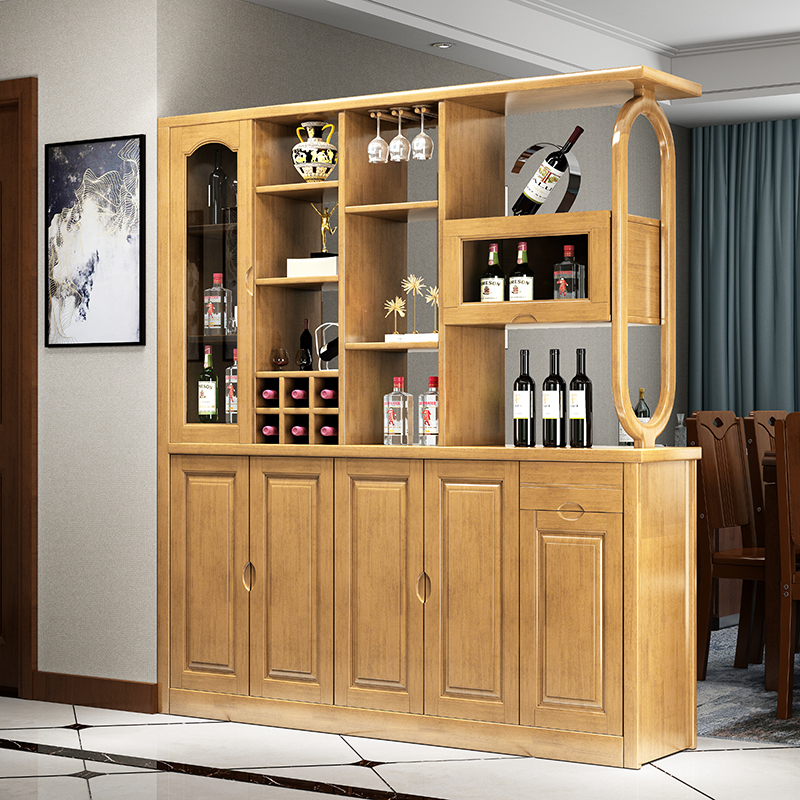 青木川实木酒柜鞋柜一体靠墙客厅家用入户进门口玄关隔断屏风柜双面高