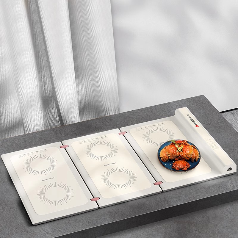 志高折叠分区暖菜板多功能饭菜保温板餐桌热菜板热菜神器家用加热 白色可折叠[分区控温]高清大图