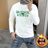 冬季新款加绒加厚卫衣男上衣圆领长袖打底衫欧货保暖秋衣潮64_335 M 【加绒加厚】W587款英文字母三角白色