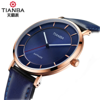 天霸(TIANBA)光能太阳能进口机芯时尚商务休闲腕表男士皮带简约光能表 男TM9006.03PB 蓝色
