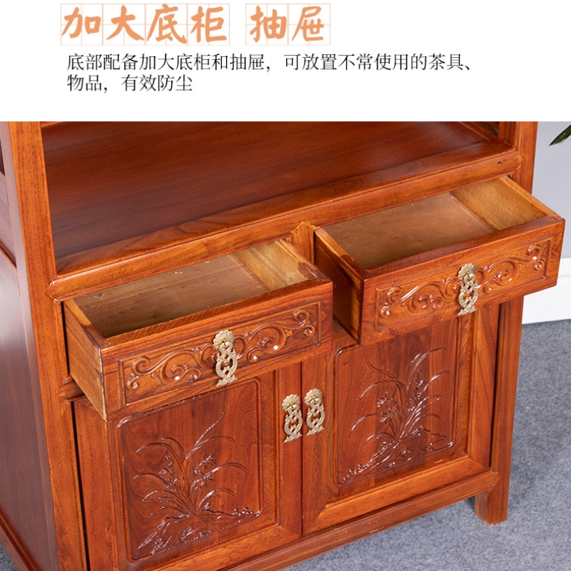 锦北 茶水柜餐边柜小型沙发边柜储物柜茶叶收纳存放柜木制茶柜 A款高清大图