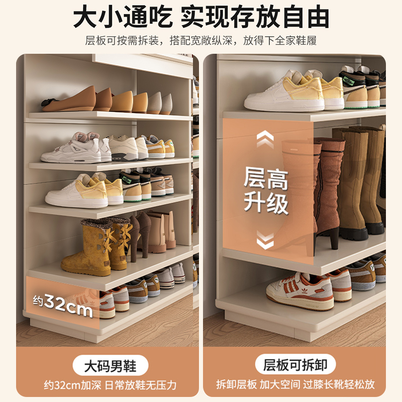 实木鞋柜家用门口楼道电梯口入户玄关收纳柜一体靠墙高清大图