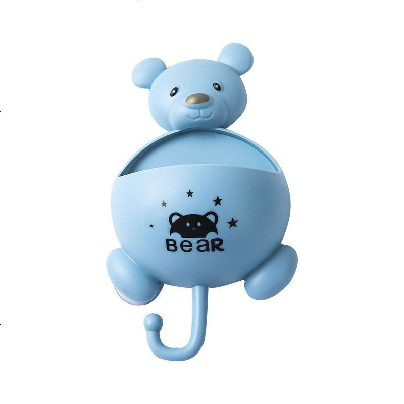 小熊吸盘香皂盒牙刷架肥皂收纳盒浴室壁挂香皂架可爱熊牙刷镜挂钩 1个装 绿色图片