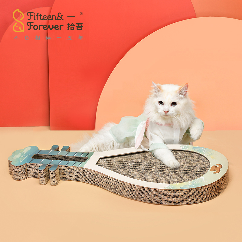 [一拾吾]中国风 琵琶猫抓板(发声版 可弹奏) 瓦楞纸猫抓盒猫抓板玩具1.56kg