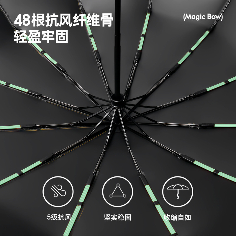 红叶全自动雨伞男士晴雨两用折叠遮阳伞防晒防紫外线太阳伞女高清大图