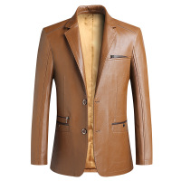 加大码春秋新款男式皮衣西装时尚免烫韩版休闲西服潮流外套男 6XL/205 黄色