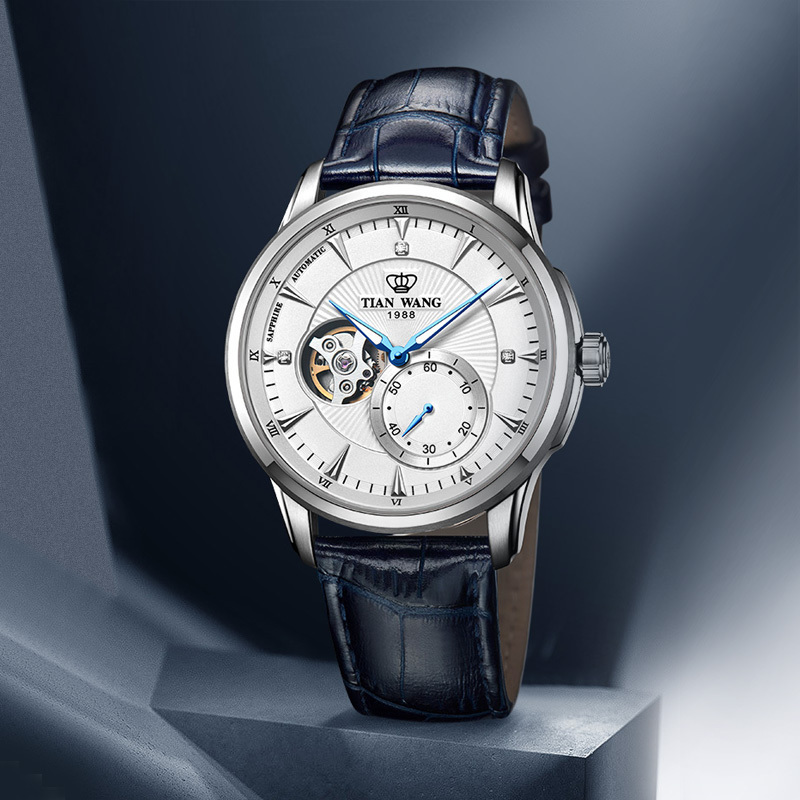 全国专柜直发天王表专柜同款男士机械腕表轮时代系列皮带男表镂空男士