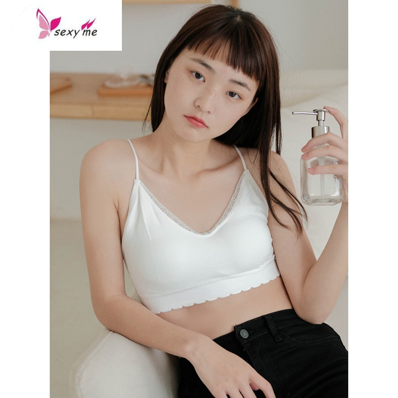 bra新款纯色少女背心内衣简约无钢圈小胸内搭吊带文胸fishbasket胸罩