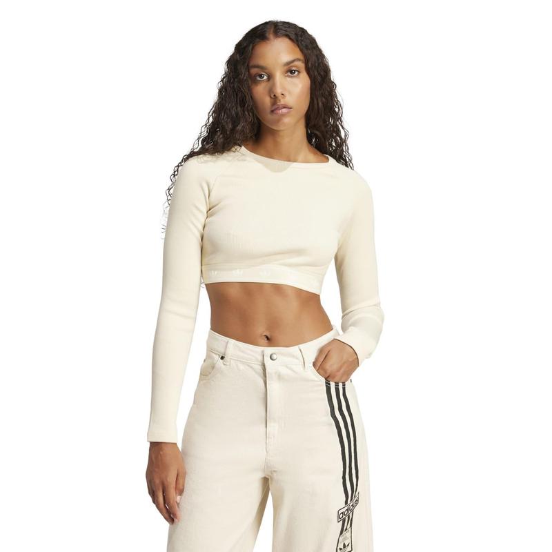 Adidas女款宽松长袖T恤街头潮流运动休闲百搭纯色圆领束脚设计高清大图