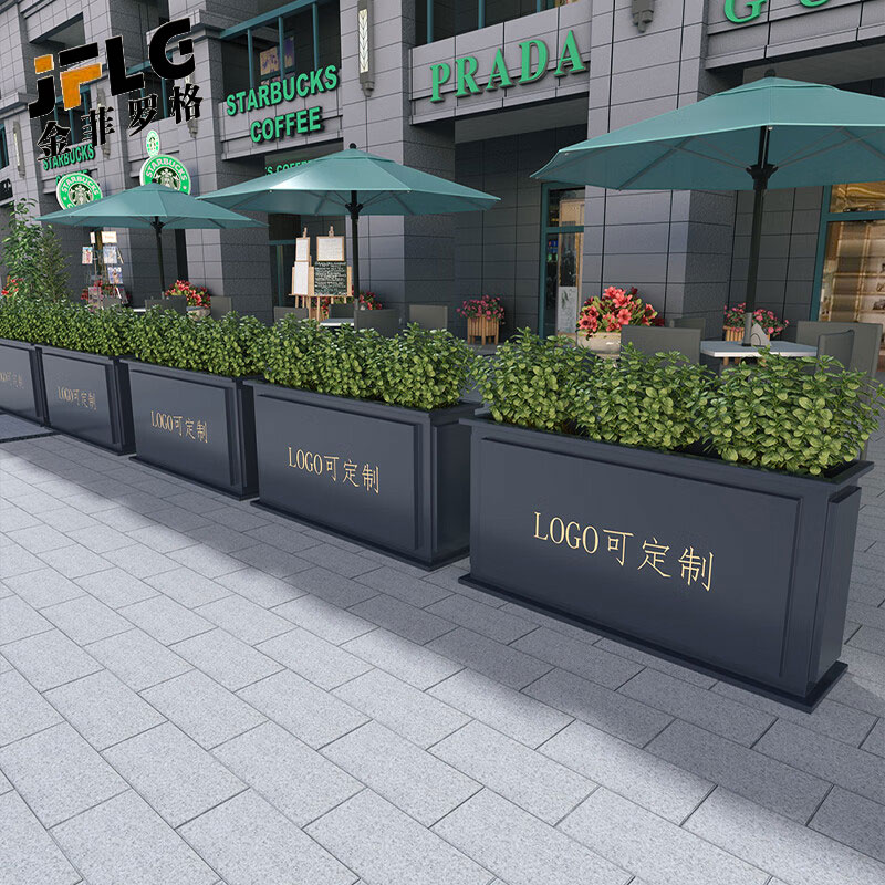 金菲罗格可定制LOGO花箱隔断种植箱 花箱80x30x60cm高清大图