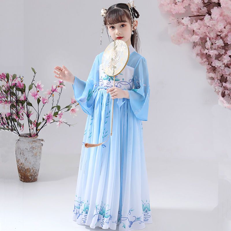 儿童汉服女夏古装裙子仙襦裙夏季小女孩唐装中国风连衣裙演出服