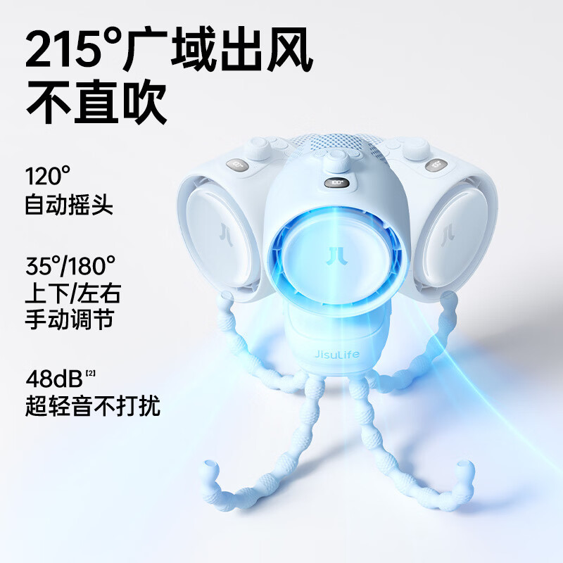 几素(JISULIFE) 婴儿车风扇自动摇头+空气净化 5000mAh大容量 海盐蓝(单位:个)高清大图