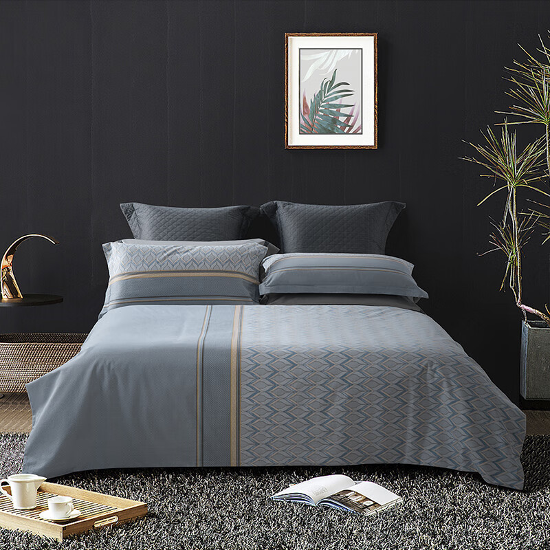 水星家纺 122098 全棉抗菌四件套 奕然 1.8米床