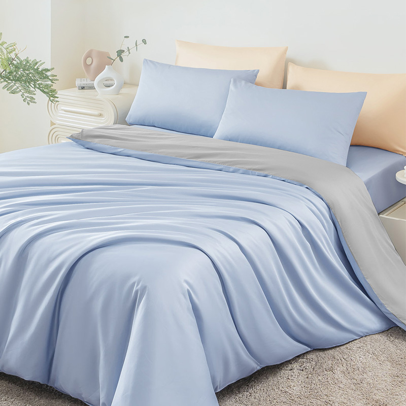 最生活四件套60S 全棉轻奢贡缎套件全棉床品四季用品 蓝色 全棉轻奢贡缎套件Z-8805 适合1.5m床高清大图