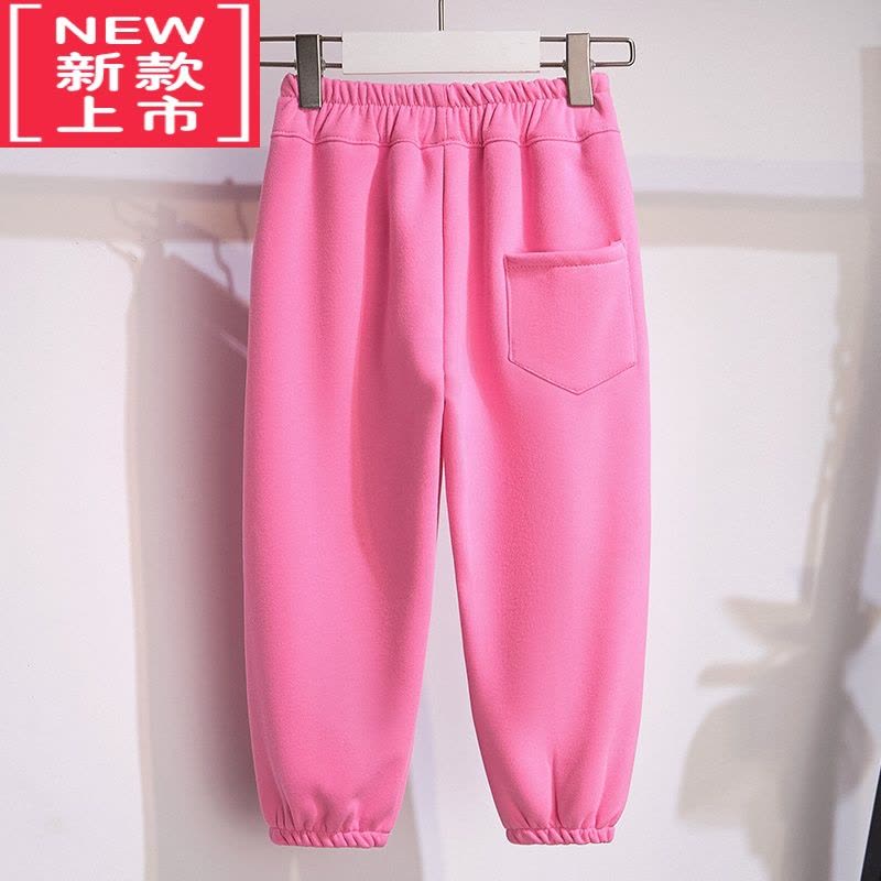 可莉允女童加绒裤秋冬季笑脸卫裤2022新款儿童保暖加厚运动休闲裤子长裤保暖裤图片