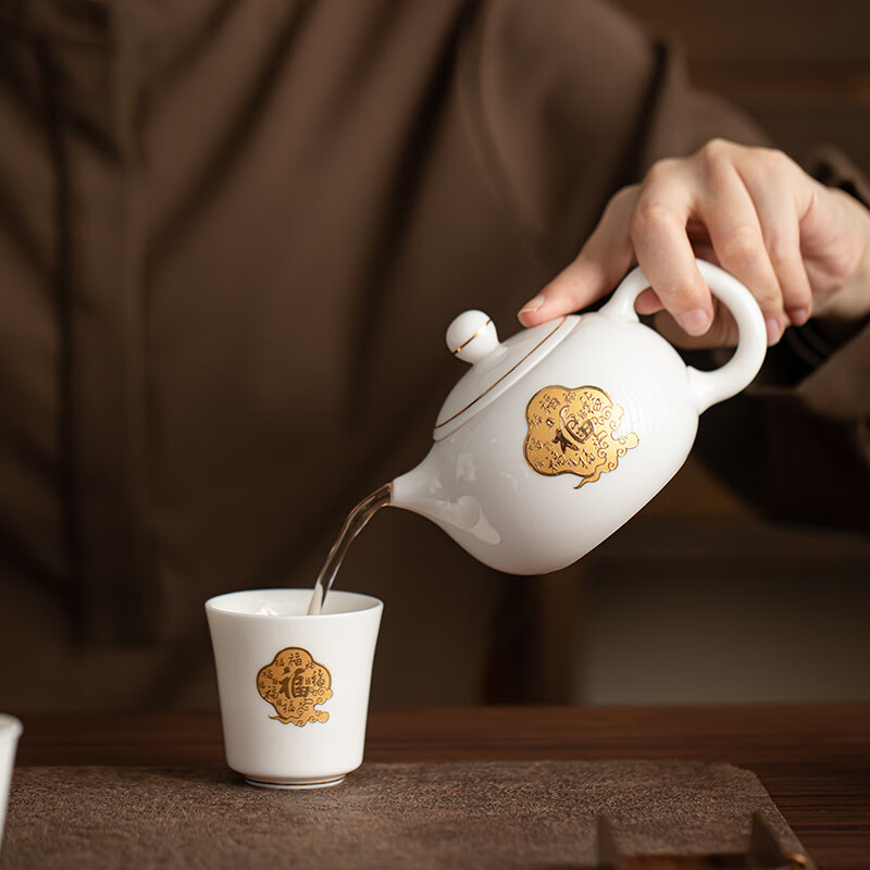 苏氏陶瓷/SUSHI CERAMICS J1116 羊脂玉瓷福礼茶具套装 (单位:套)高清大图