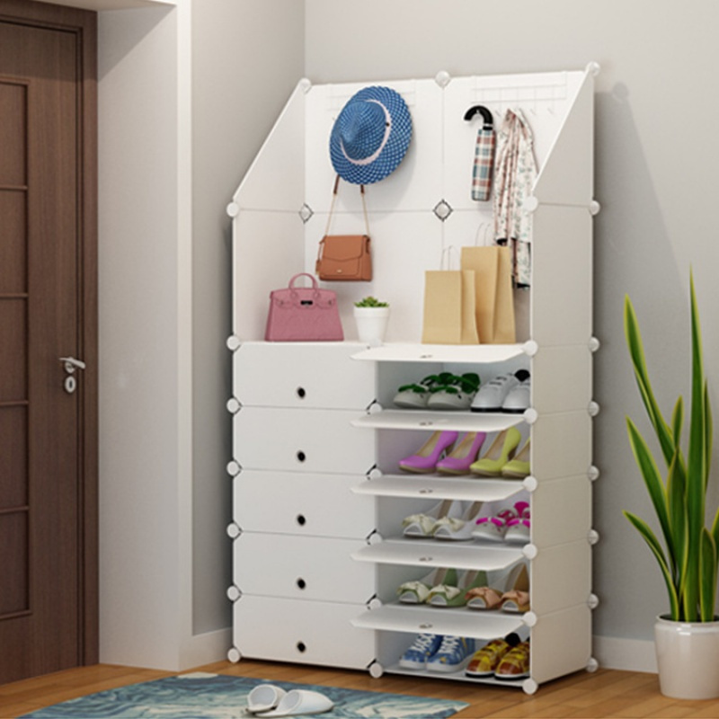 创意家居用品鞋架diy魔片环保树脂塑料柜美式多功能简易鞋柜2列5层带