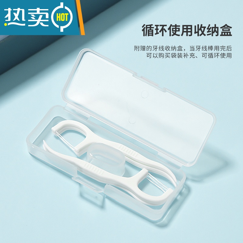 敬平B超细家庭装细滑牙线棒牙签便携薄荷白桃600支[送收纳盒] 薄荷款 7.5cm 100支高清大图