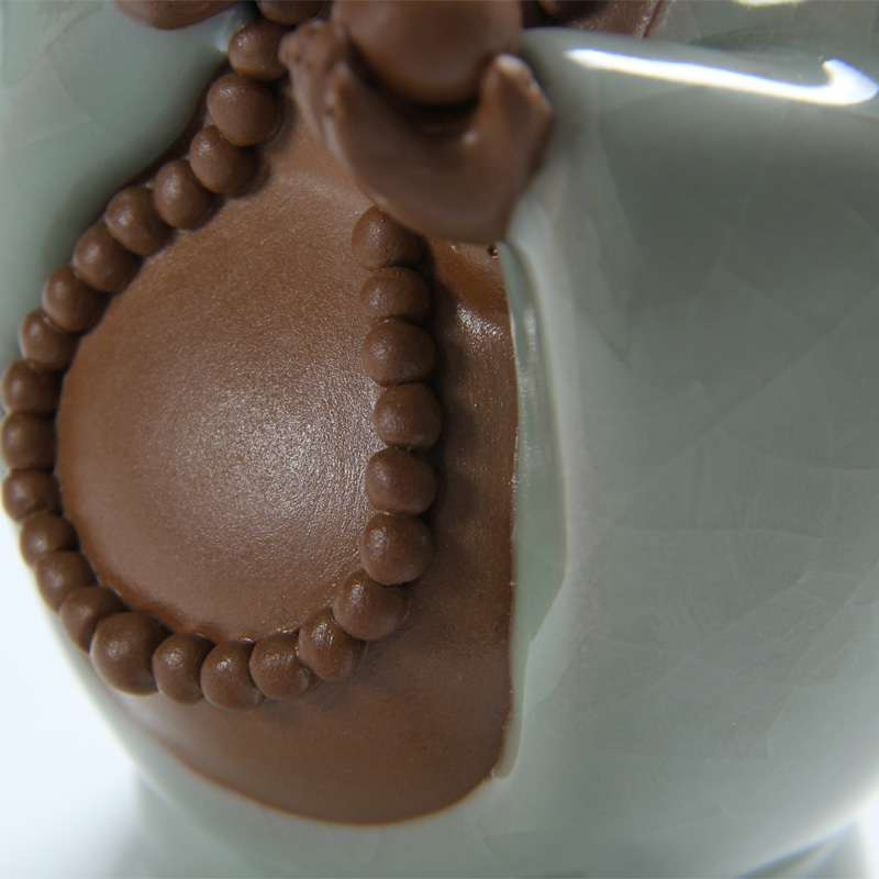 唐宏坊 茶宠摆件茶宠可养开片功夫茶具茶道茶玩茶盘配件茶台摆件茶趣 笑容可掬款式一