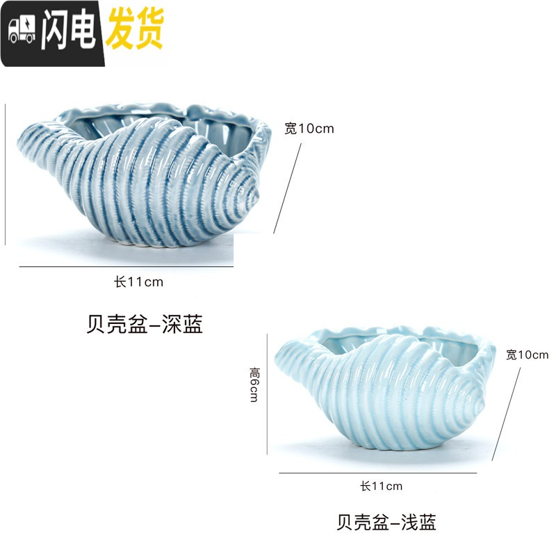 三维工匠创意多肉陶瓷花盆批發 中号家用植物瓷盆 卡通萌萌可爱阳台个性小 贝壳一对 中等花盆容器
