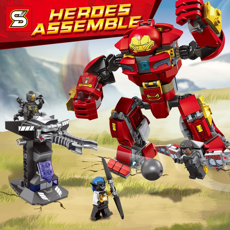 兼容乐高复仇者联盟4钢铁侠变形反浩克装甲机甲大战灭霸mk4246美国