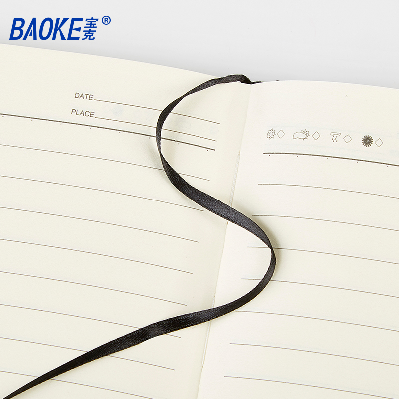 宝克(BAOKE) NB1525 笔记本皮面记事本日程本手账本学生日记读书笔记商务记录本加厚120页 1本装