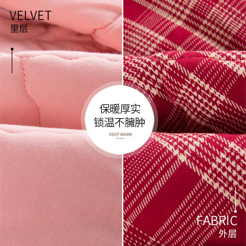 浪莎睡衣女冬季加厚纯棉夹棉冬天女款秋冬三层保暖妈妈冬款家居服高清大图