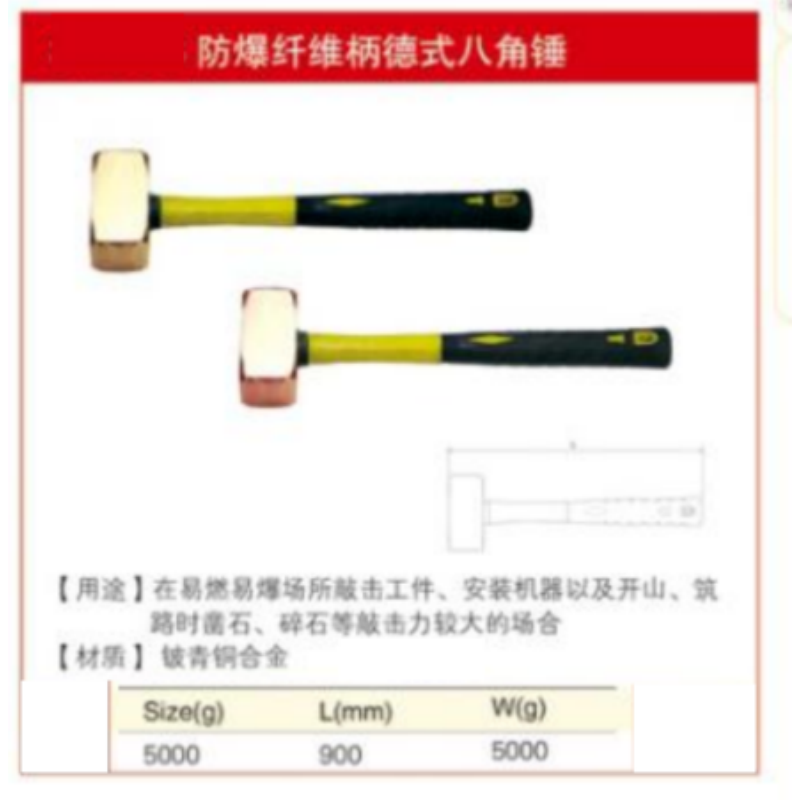 四凯铍青铜纤维柄德式八角锤SK-OS-161套高清大图