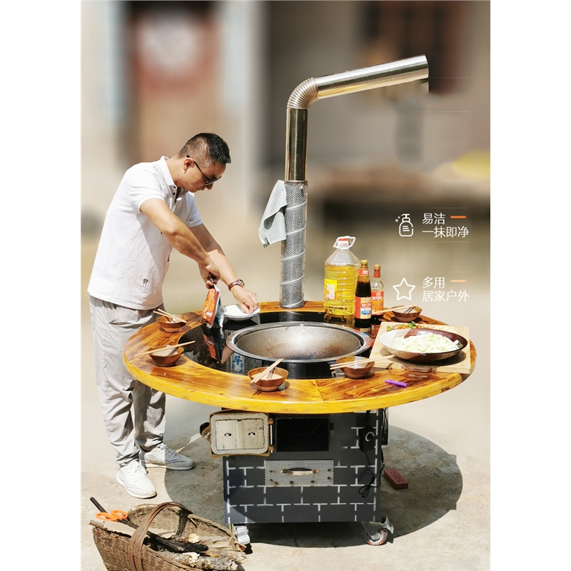 闪电客移动铁锅炖灶台桌柴火灶家用烧木柴地锅鸡大锅台柴火鸡专用灶