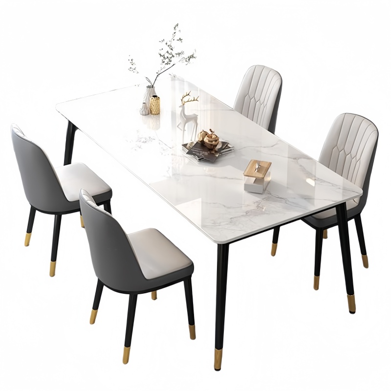 悦兴诚岩板餐桌长1.6m+4椅套高清大图