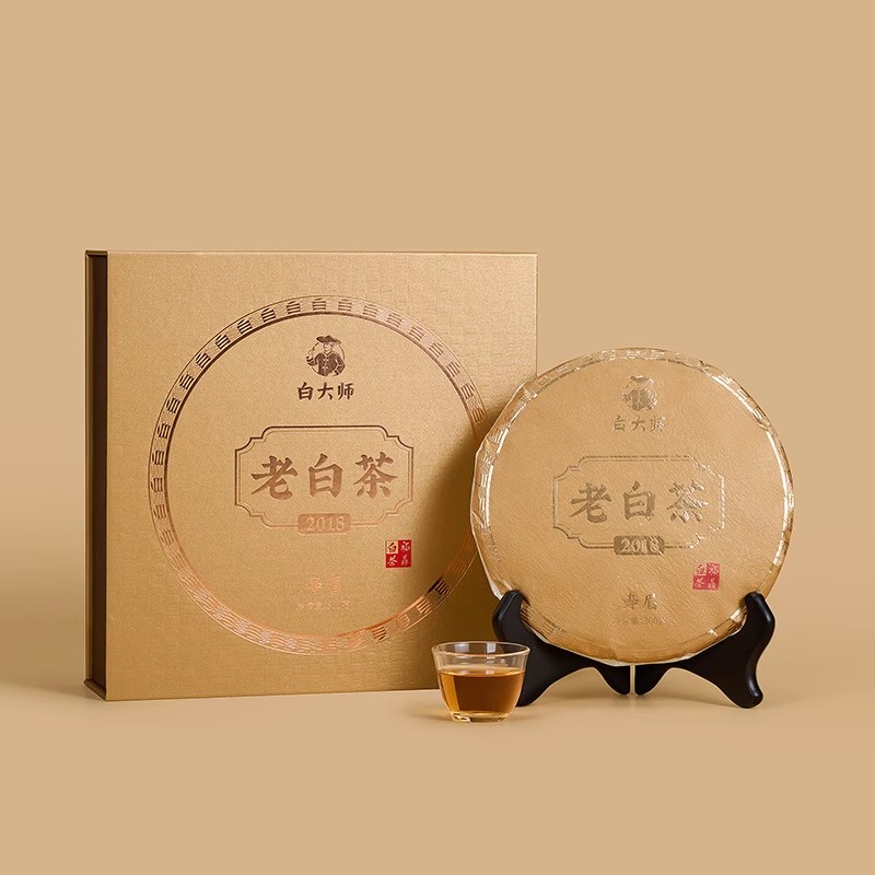 白大师福鼎白茶2018年一级寿眉紧压茶饼300g高档送礼醇香回甘高清大图