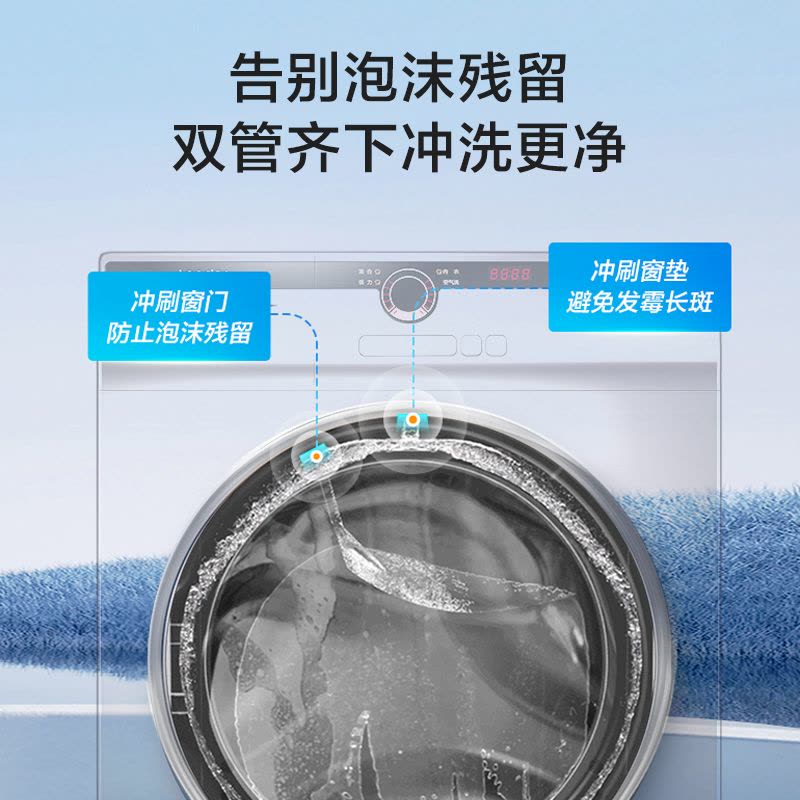 统帅leader滚筒洗衣机 海尔智家出品 全自动10公斤大容量家用超薄洗脱一体双喷淋除螨巴氏除菌超薄家用洗衣机22SE图片