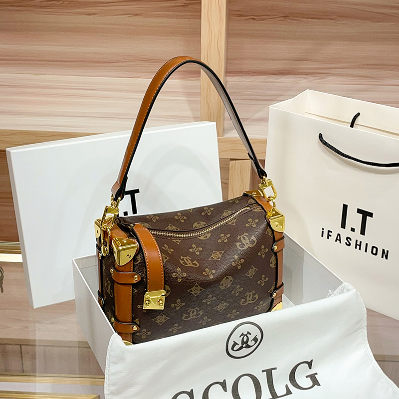 欧美女士包包女2026新款高级感轻奢女包复古方包腋下包枕头包老花单肩女包盒子包高清大图