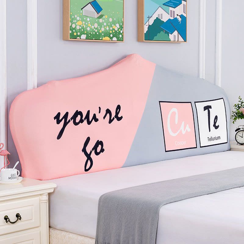 弹力万能床头套 全包床头套弧形半圆欧式软包皮床实木床头防尘罩 风和日丽 80-100图片