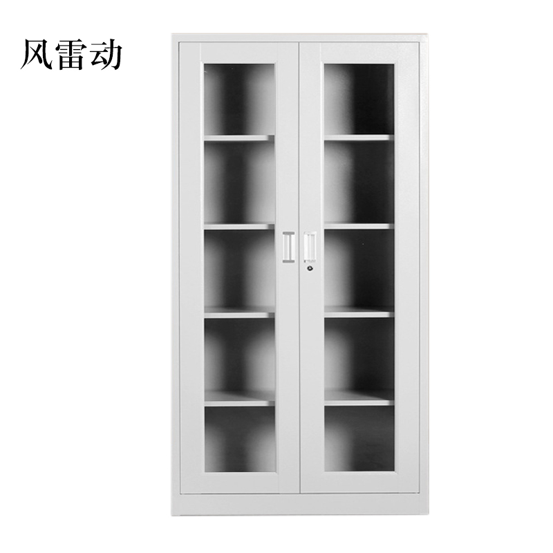 风雷动钢制档案柜财务凭证柜带锁储物柜铁皮柜书柜通玻对开门文件柜常规A