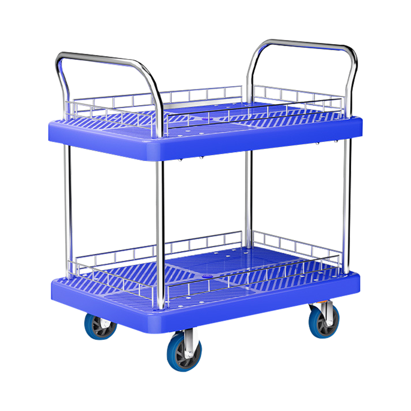 鸿启纳 多功能尼龙不锈钢折叠双层手推车承重约1000斤 HQN-DH367X 110*65*120cm (单位:件)高清大图