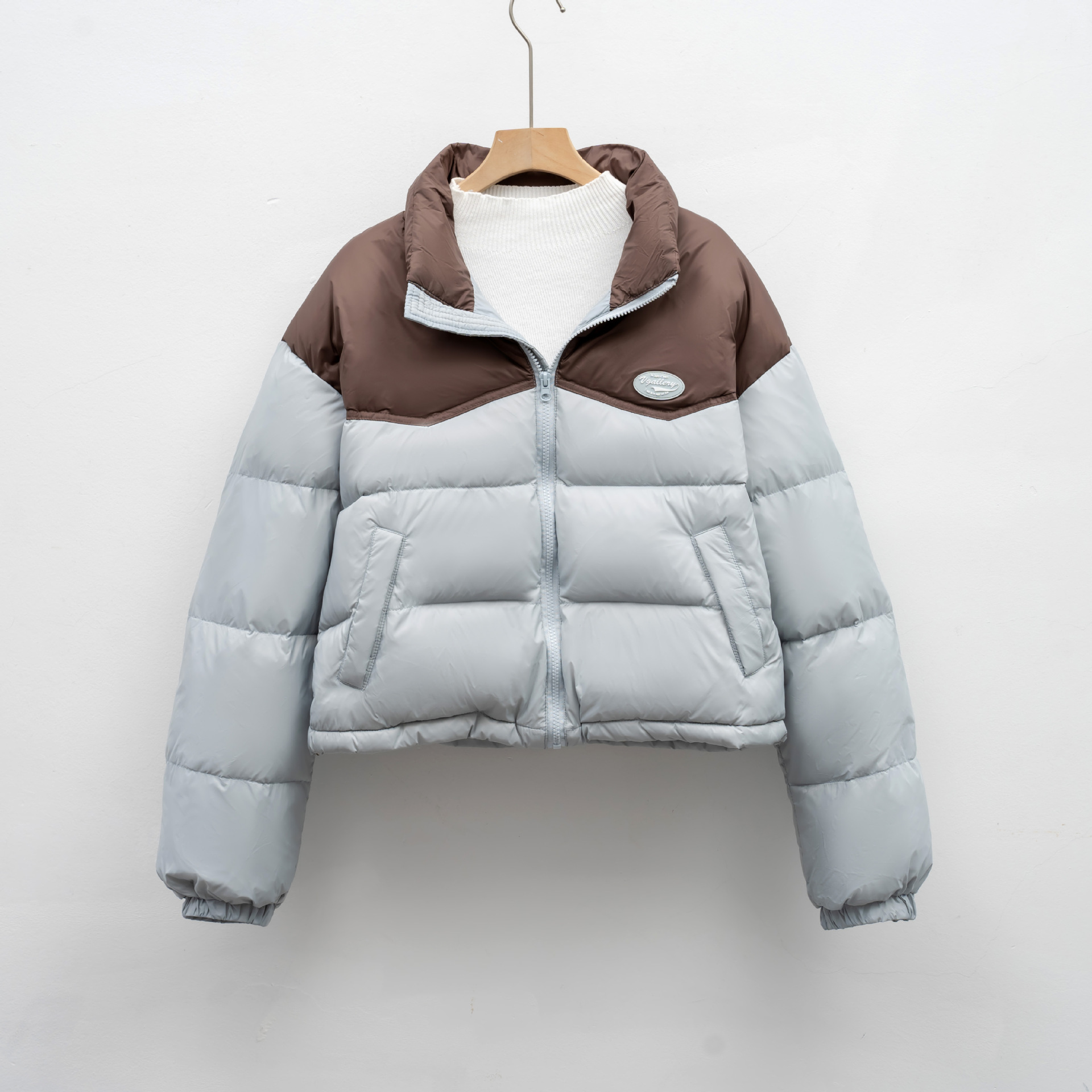 羽绒服女新款小个子短款冬季拼色加厚面包服韩版显瘦时尚高清大图