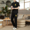 传奇保罗(CHUANQIBAOLUO)中国风男士套装衣服短袖唐装汉服夏季休闲刺绣两件套T恤-