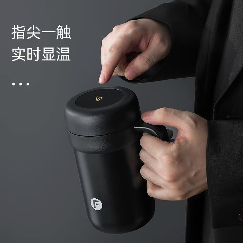富光WFZ1189-580B智能保温杯男女士高档316不锈钢黑色580ml高清大图