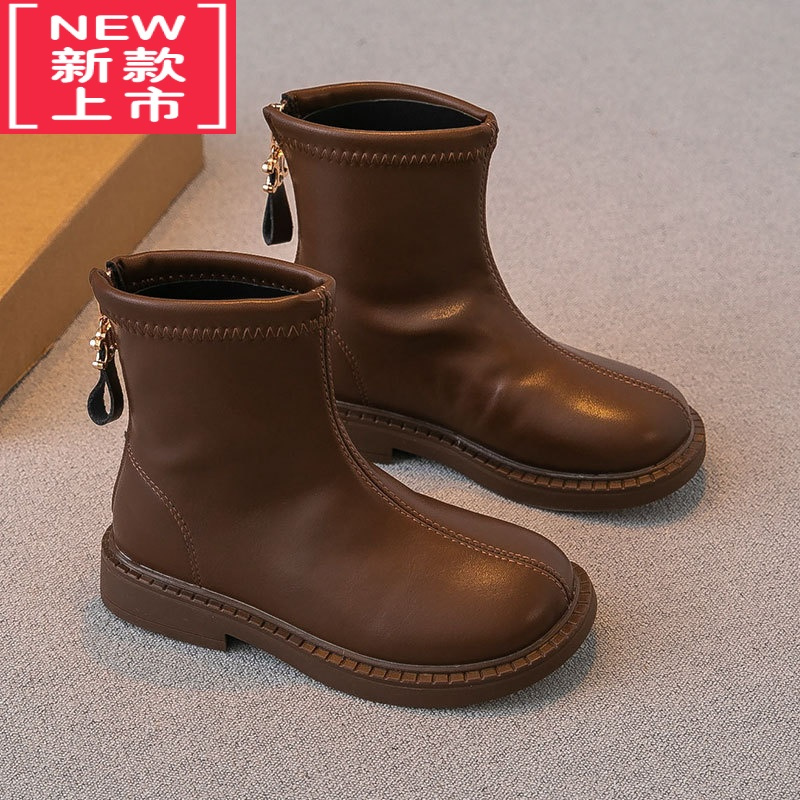 可莉允儿童马丁靴2021冬季新款女童靴子加绒二棉短靴皮靴公主鞋英伦风潮