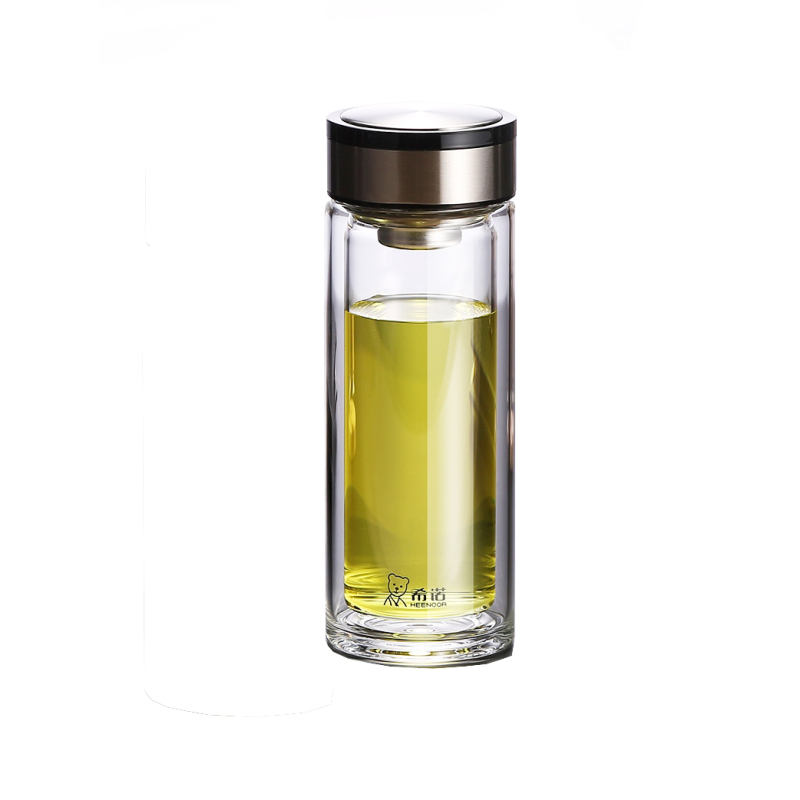 希诺7017玻璃杯双层隔热水杯商务送礼物加厚过滤泡茶杯子