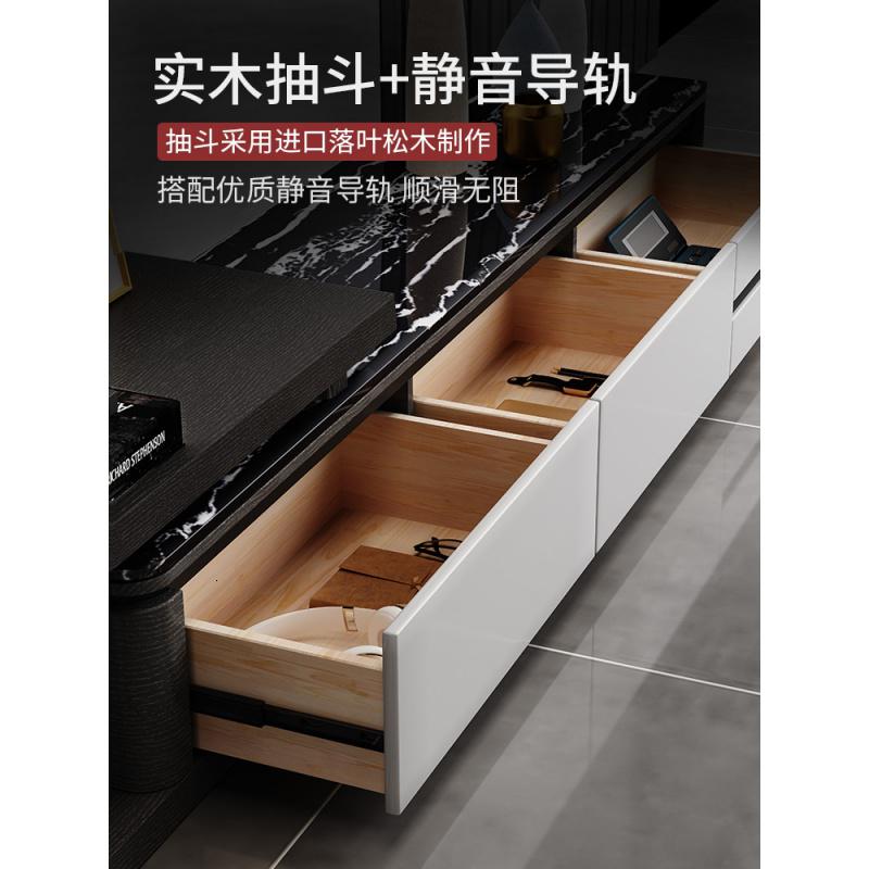 大理石茶几电视柜餐桌组合小户型客厅轻奢家具伸缩电视柜简约现代_5_369高清大图
