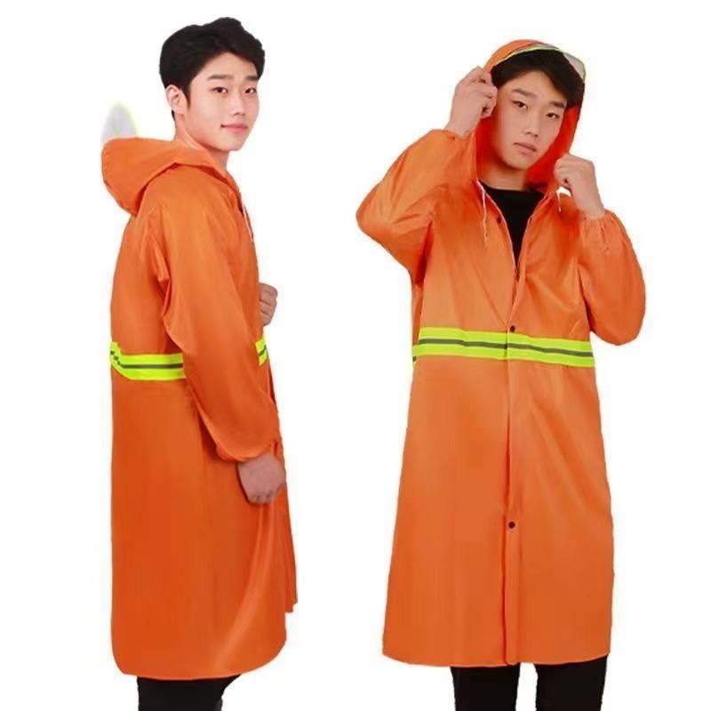 劳保帆布工地雨衣连体防暴雨全身户外男女加厚长款牛津布徒步雨披高清大图